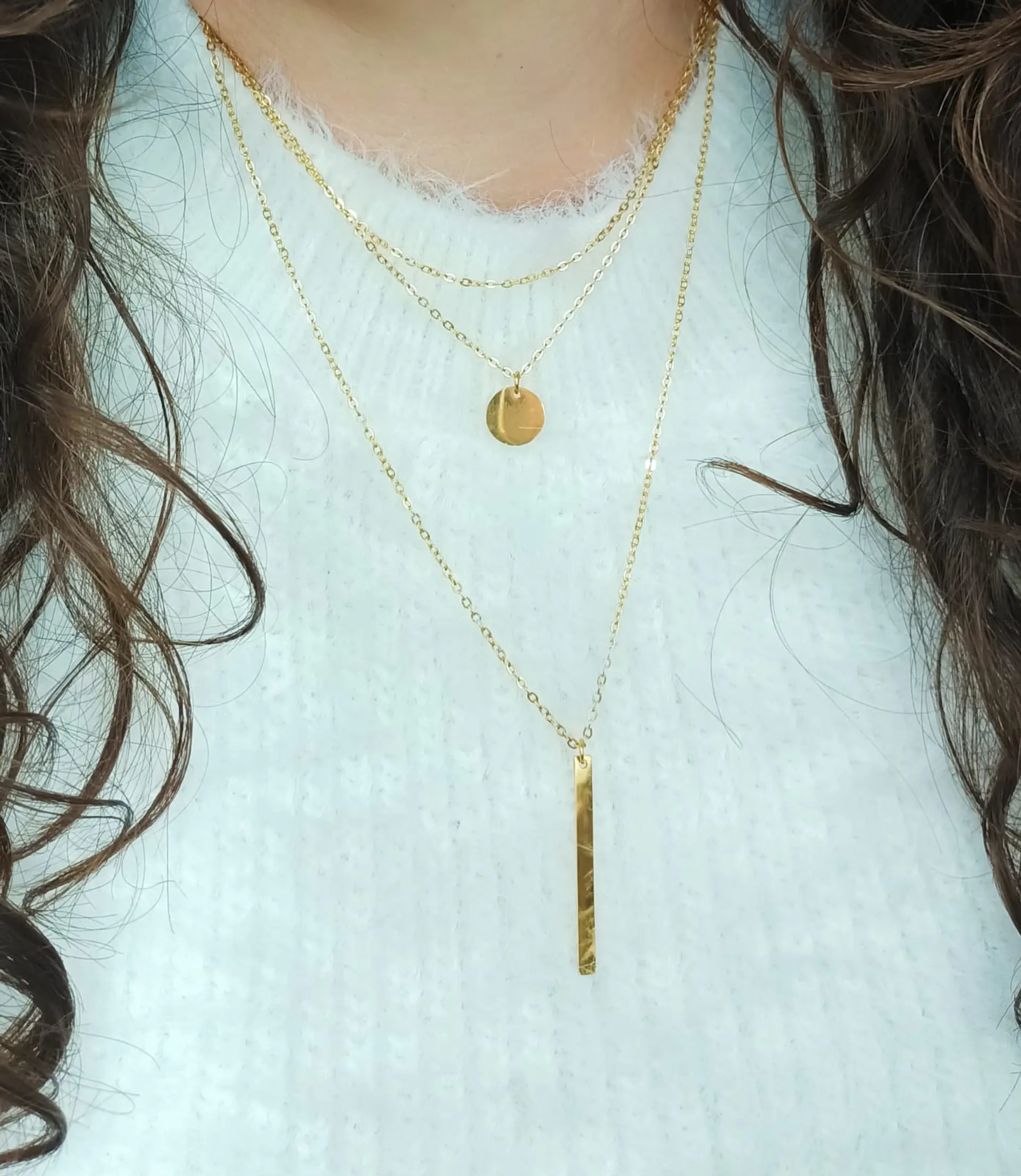 Colgante Multicapa Collar Moderno Minimalista Chapado En Oro 18kl 10