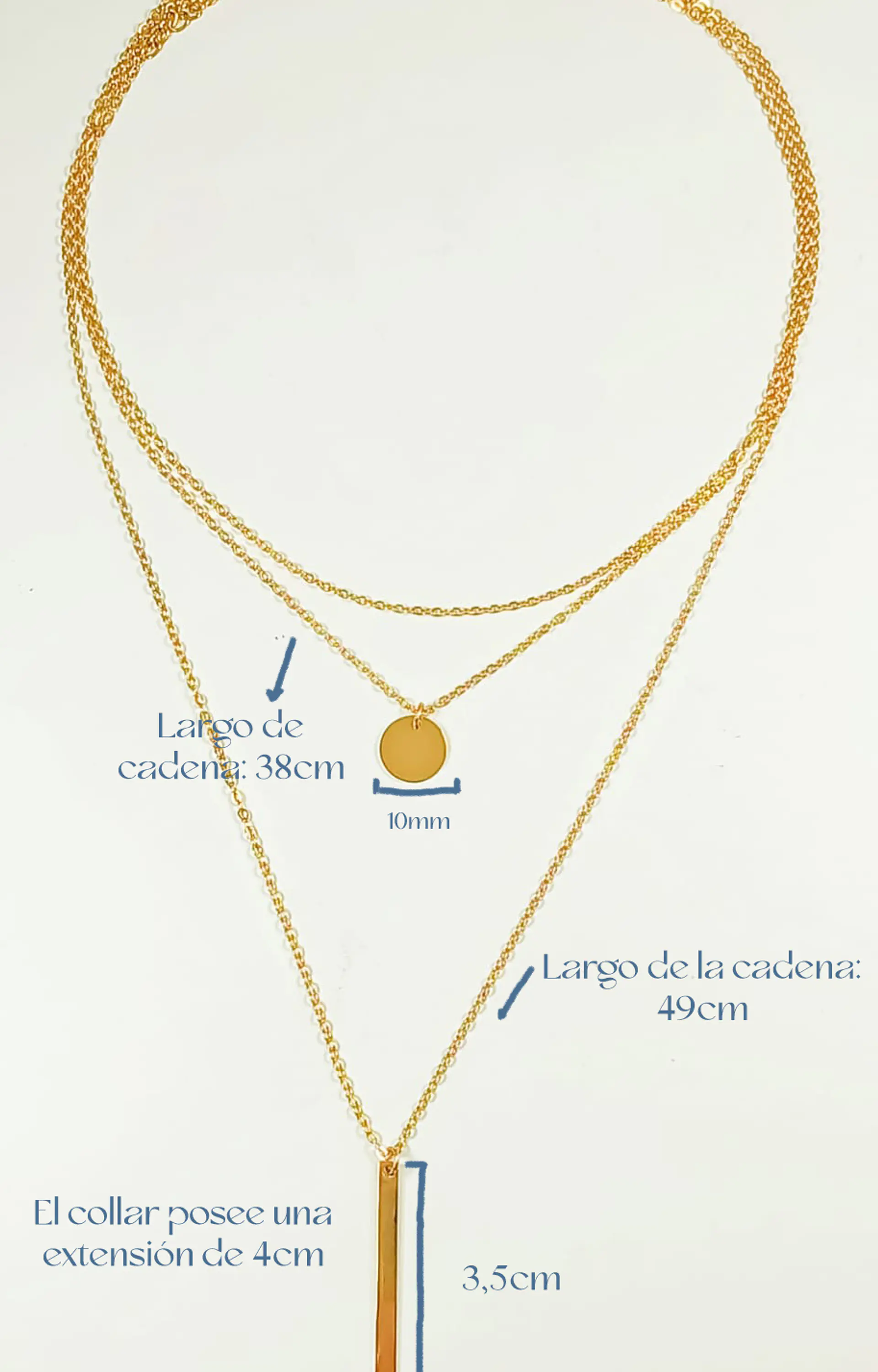 Colgante Multicapa Collar Moderno Minimalista Chapado En Oro 18kl 11