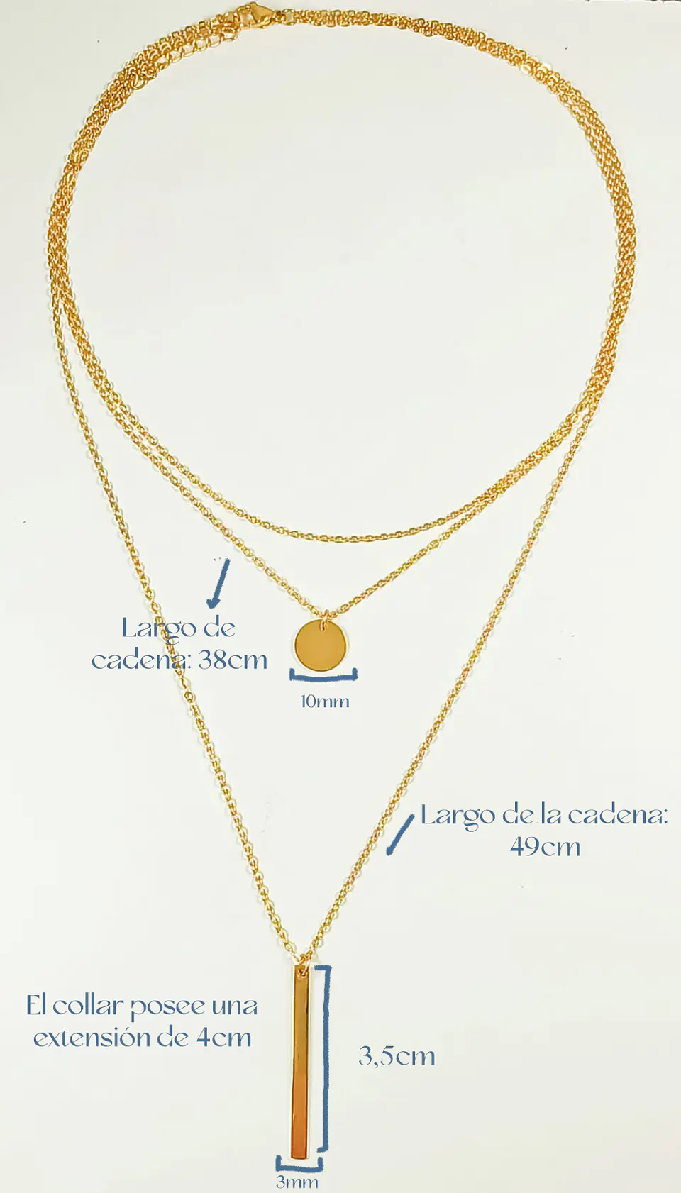 Colgante Multicapa Collar Moderno Minimalista Chapado En Oro 18kl 11