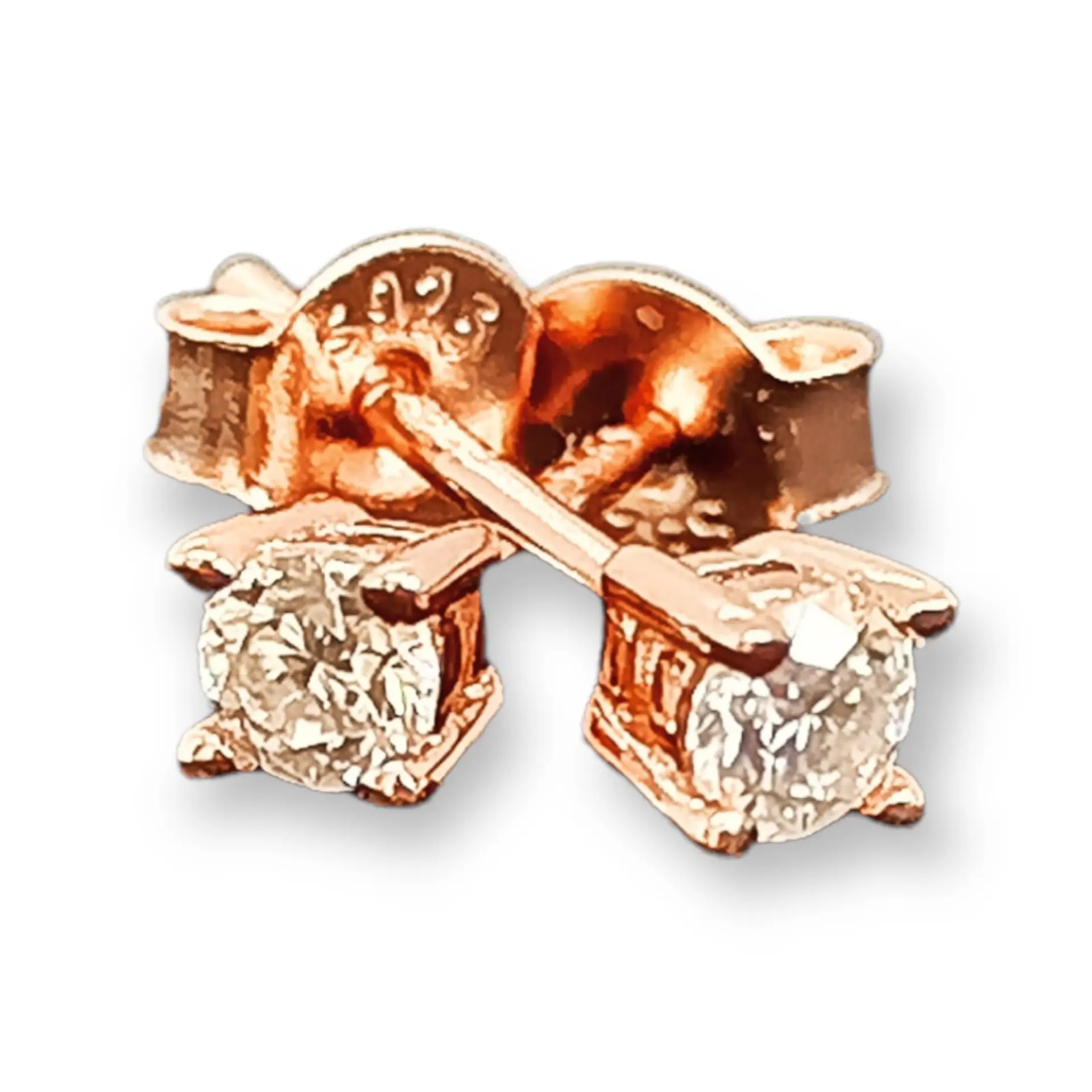 Aros Punto De Luz Plata Baño Oro rosa 18k 3mm Gema Moissanite  10