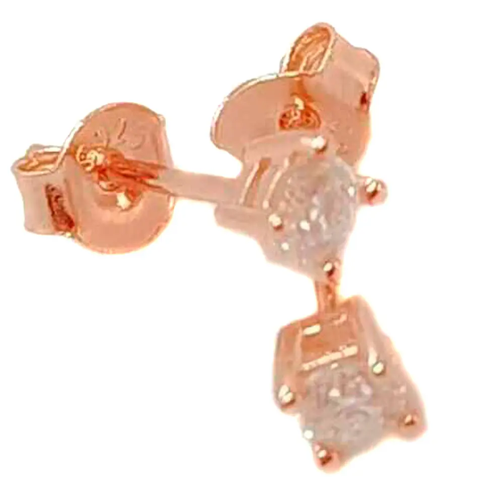 Aros Punto De Luz Plata Baño Oro rosa 18k 3mm Gema Moissanite  13