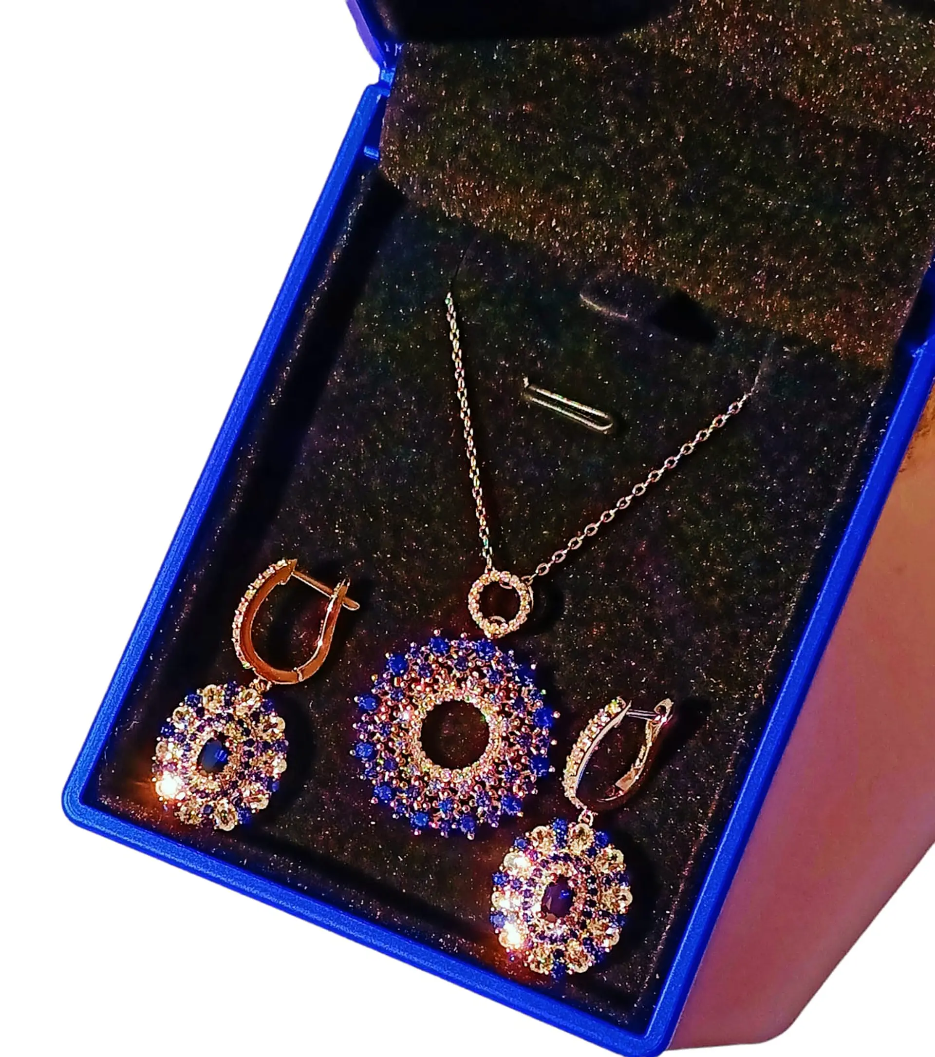 Set Collar Joya Zafiro Azul Aros Plata 925 Gema Saphire Blue 2