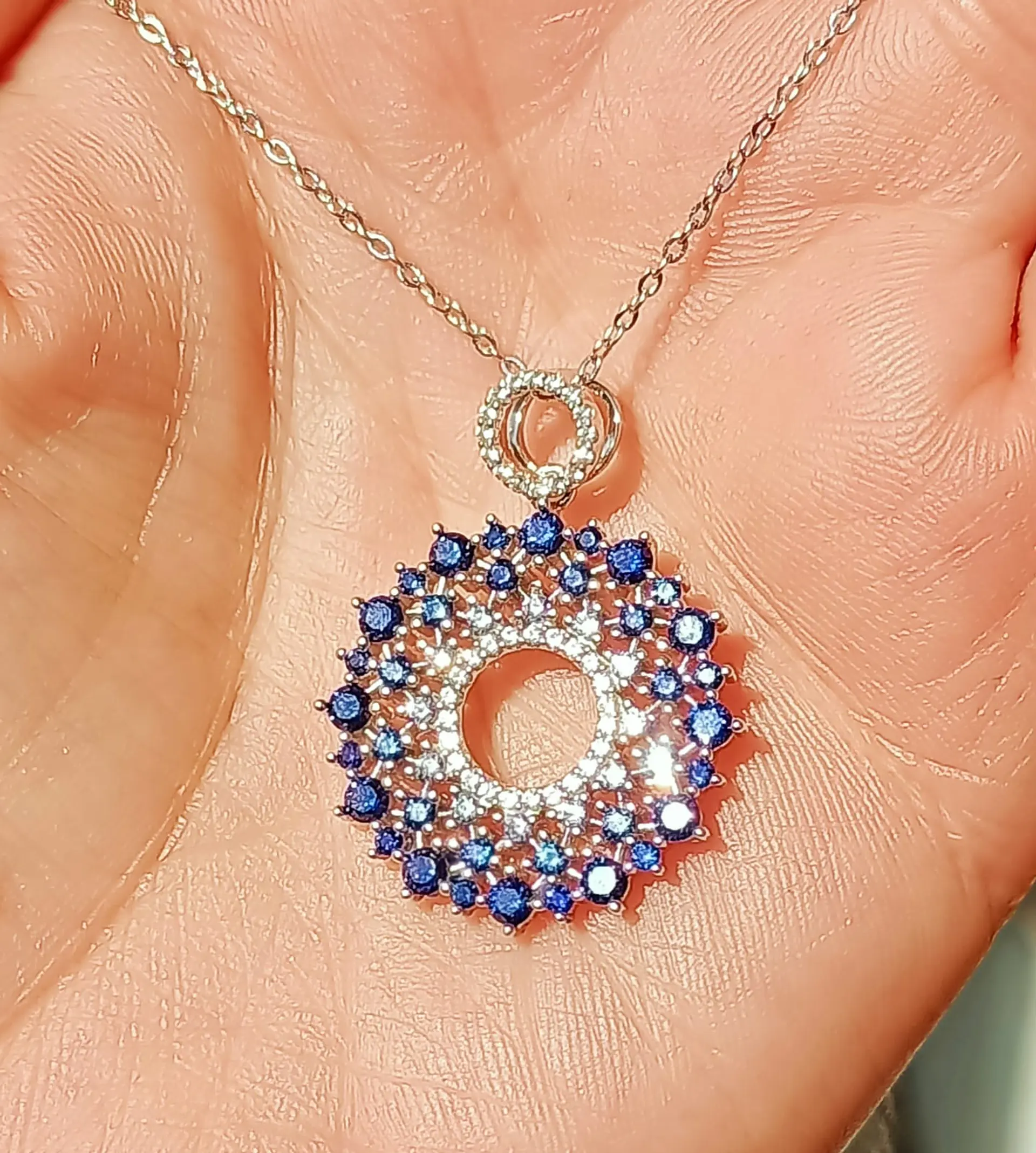 Set Collar Joya Zafiro Azul Aros Plata 925 Gema Saphire Blue 4