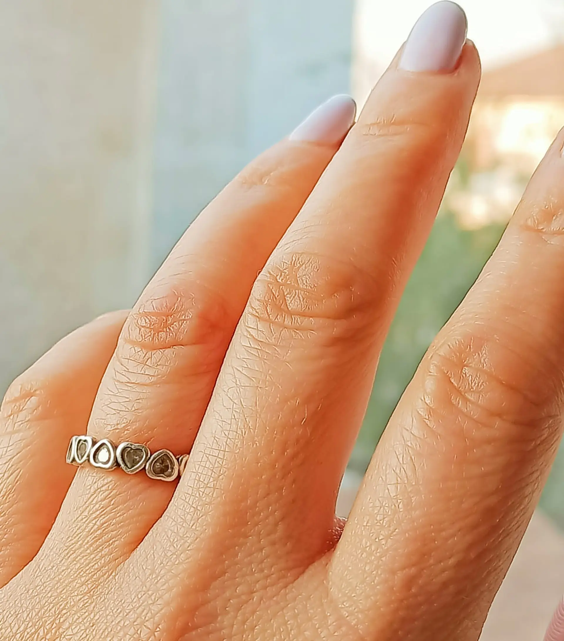 Anillo Pila Plata 925 Corazones Zirconia Compromiso Apilable 9