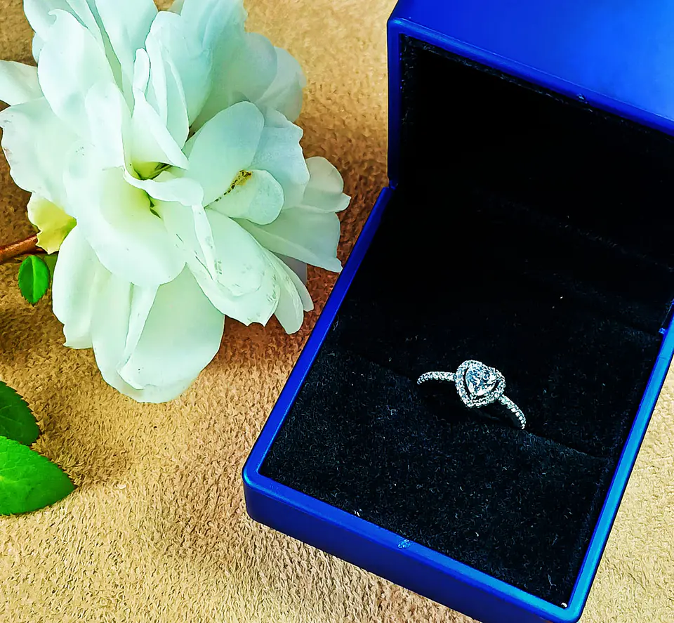 Anillo circón corte Corazón Plata fina ley S925 Compromiso Solitario 3