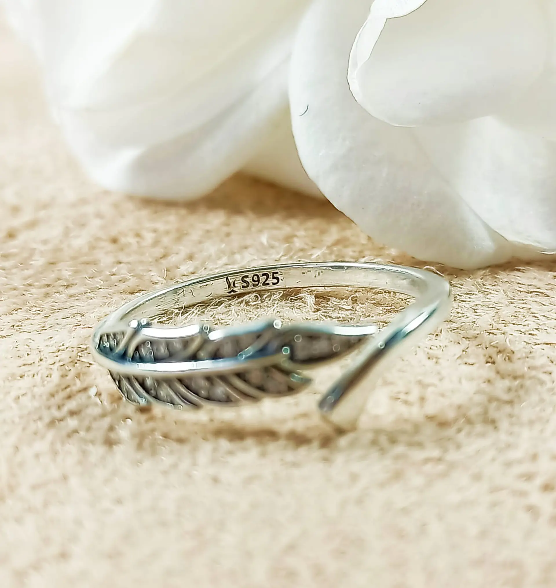 Anillos plumas alas zirconia plata 925 ajustable 5