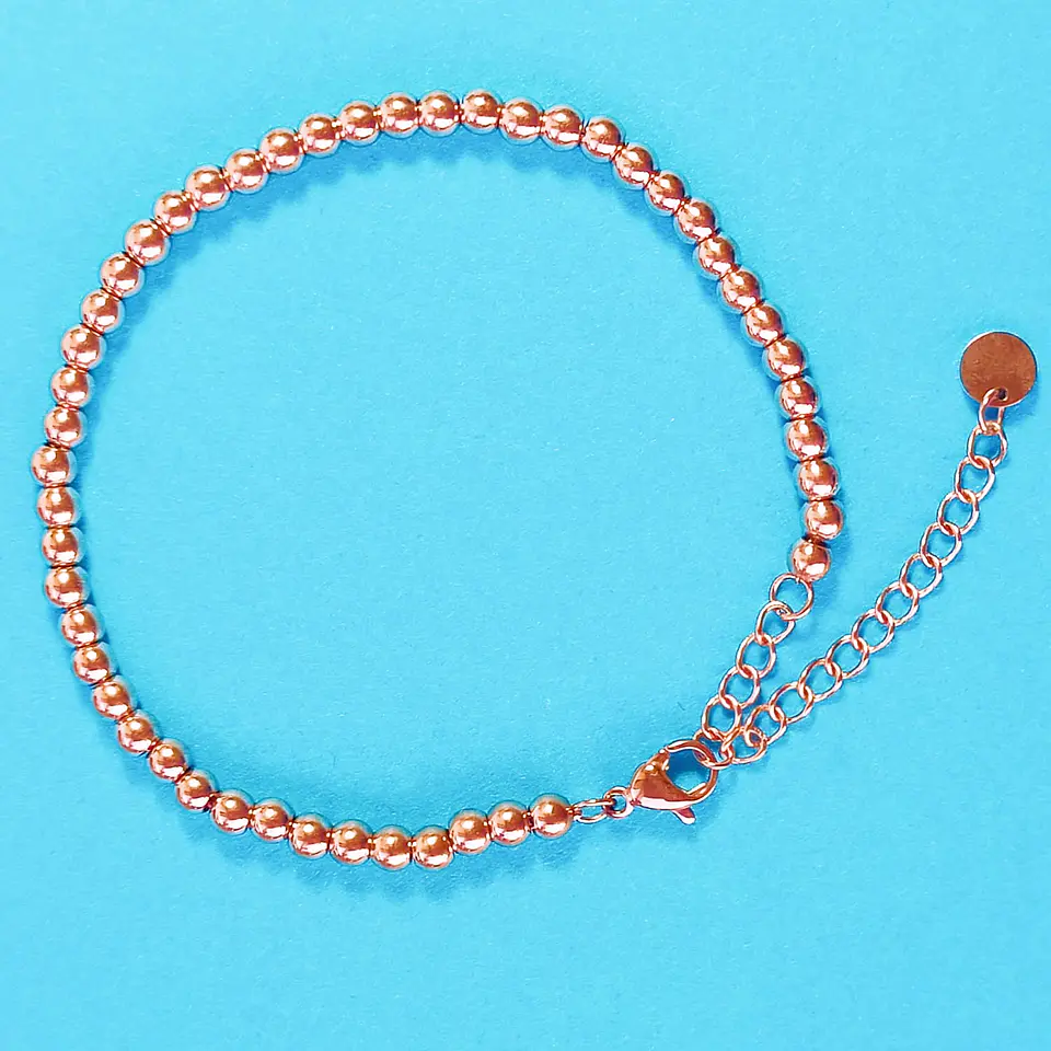 Pulsera Esfera 3mm Brazalete ajustable enchapado en oro rosa unisex 4