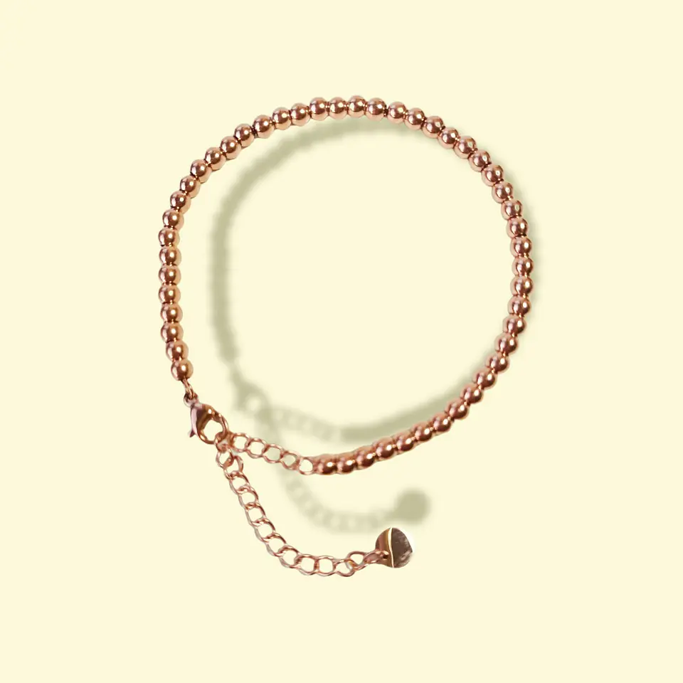 Pulsera Esfera 3mm Brazalete ajustable enchapado en oro rosa unisex 7