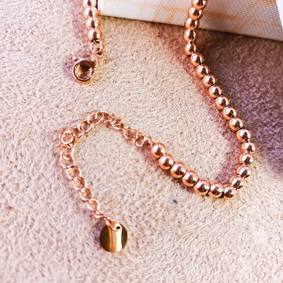 Pulsera Esfera 3mm Brazalete ajustable enchapado en oro rosa unisex 6