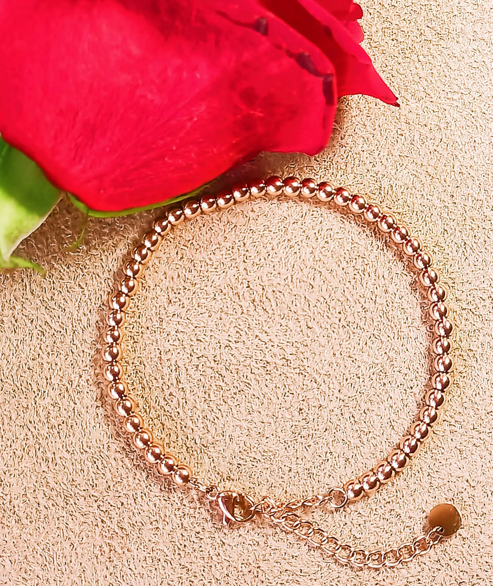 Pulsera Esfera 3mm Brazalete ajustable enchapado en oro rosa unisex 9