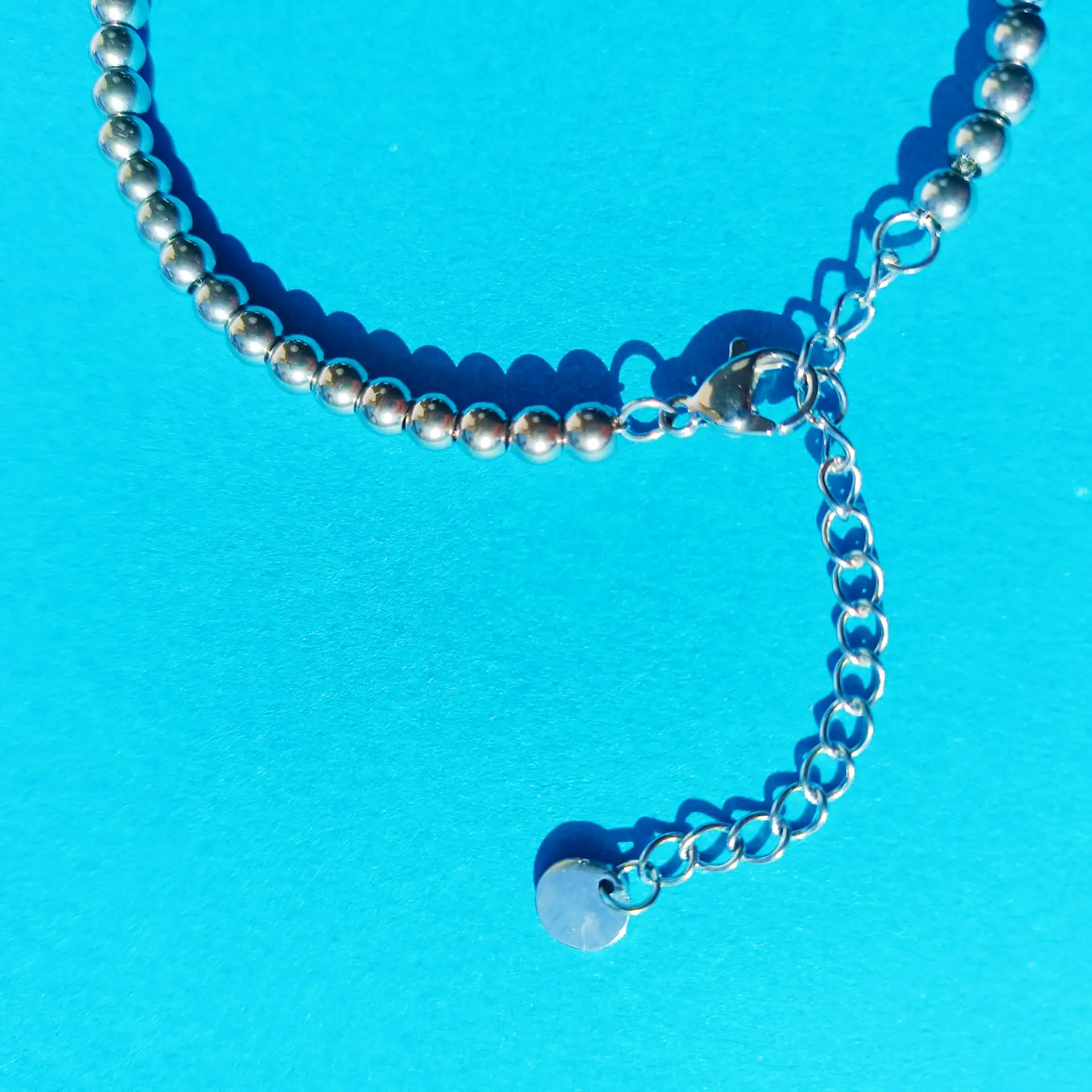 Pulsera Esfera 3mm Brazalete ajustable plateada unisex hipoalergenico 7