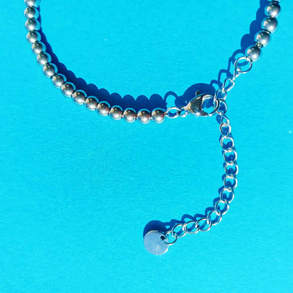 Pulsera Esfera 3mm Brazalete ajustable plateada unisex hipoalergenico 7