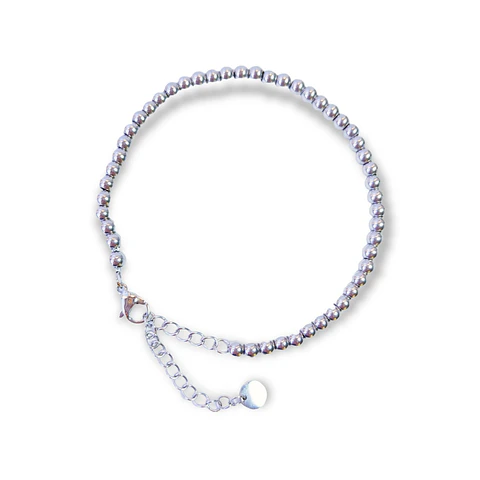 Pulsera Esfera 3mm Brazalete ajustable plateada unisex hipoalergenico