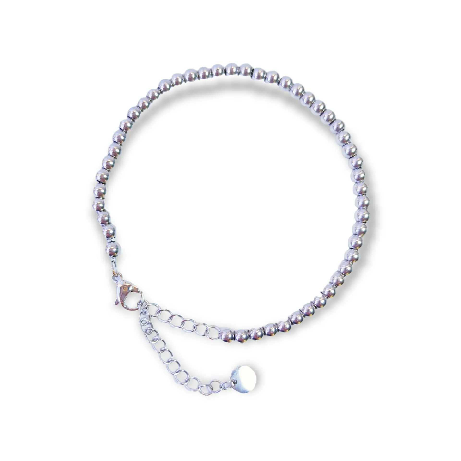 Pulsera Esfera 3mm Brazalete ajustable plateada unisex hipoalergenico 1