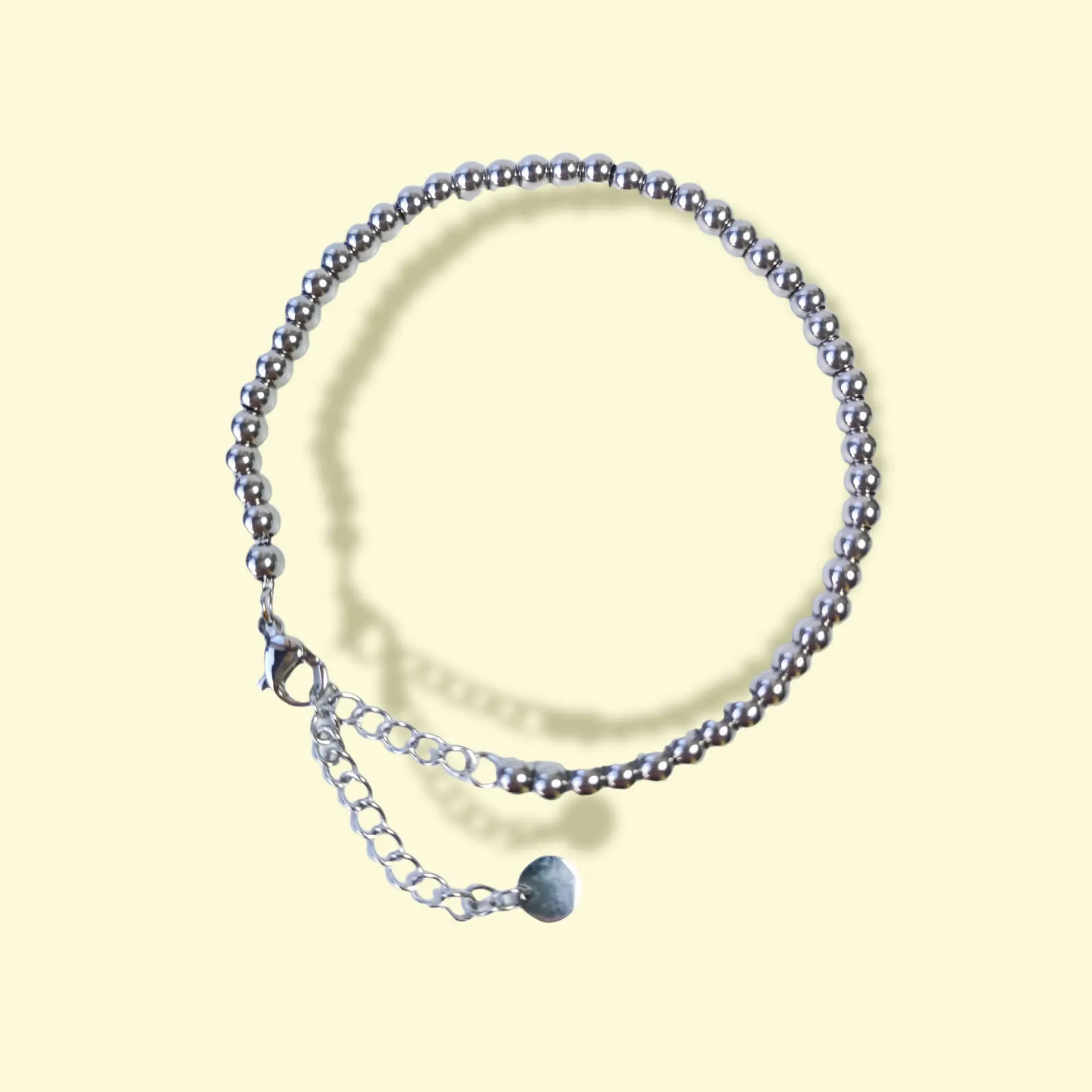 Pulsera Esfera 3mm Brazalete ajustable plateada unisex hipoalergenico 8