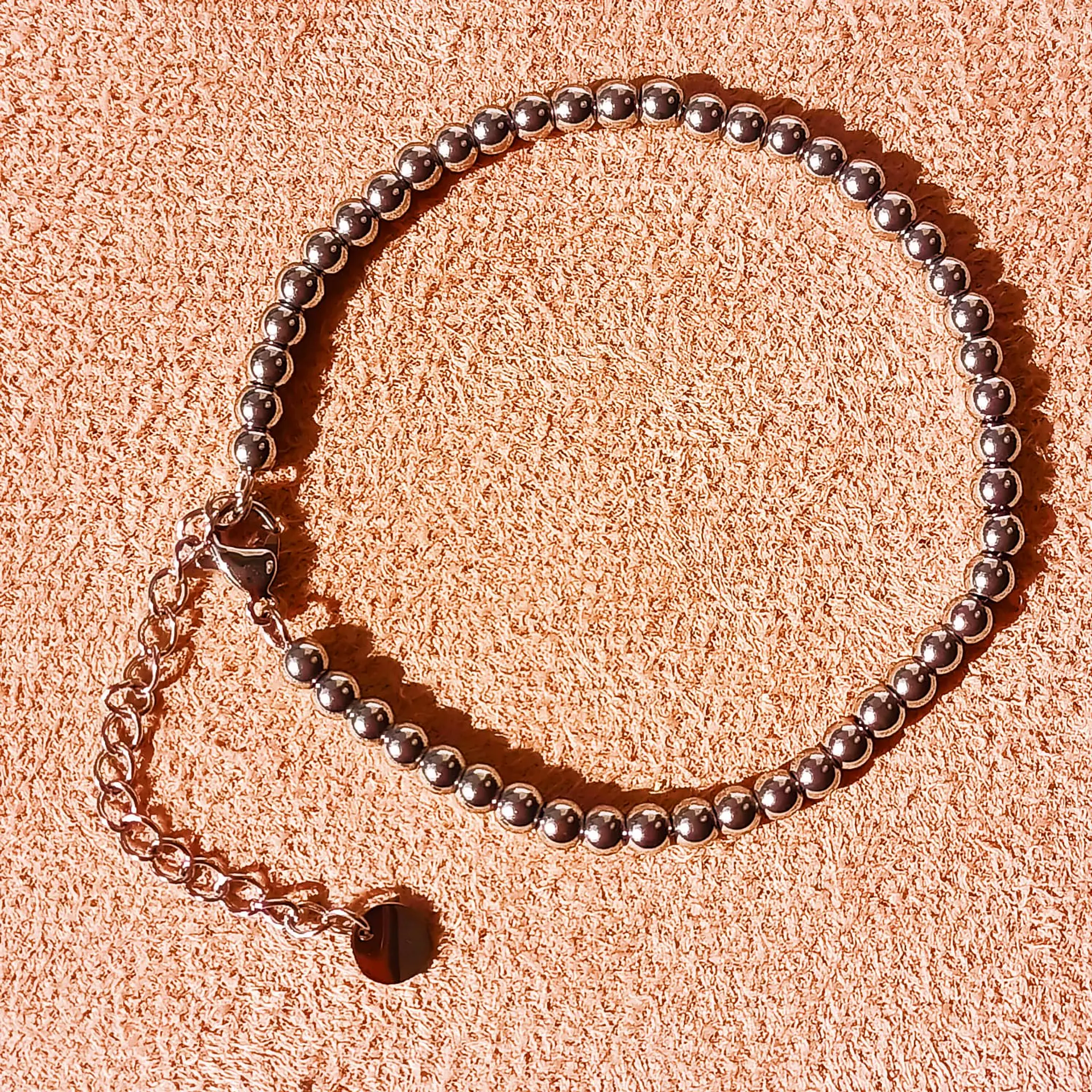 Pulsera Esfera 3mm Brazalete ajustable plateada unisex hipoalergenico 9