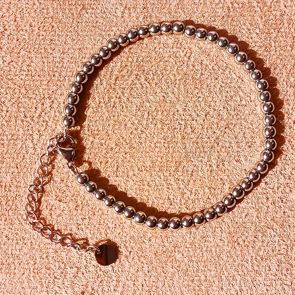 Pulsera Esfera 3mm Brazalete ajustable plateada unisex hipoalergenico 9
