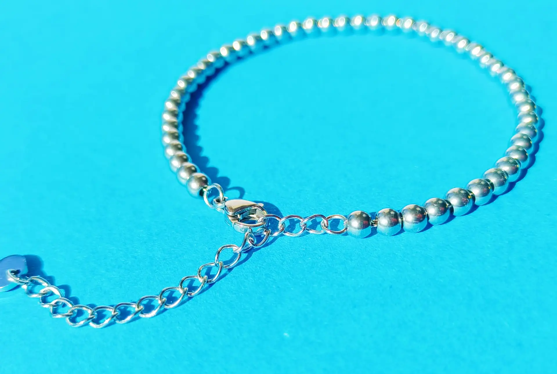 Pulsera Esfera 3mm Brazalete ajustable plateada unisex hipoalergenico 10