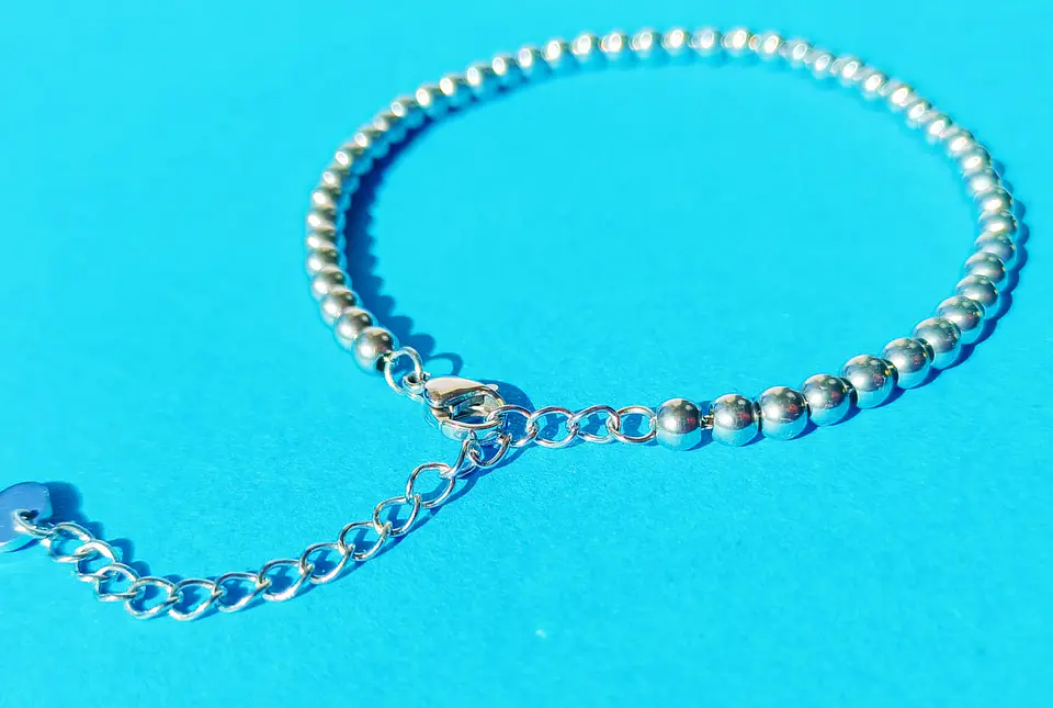 Pulsera Esfera 3mm Brazalete ajustable plateada unisex hipoalergenico 10