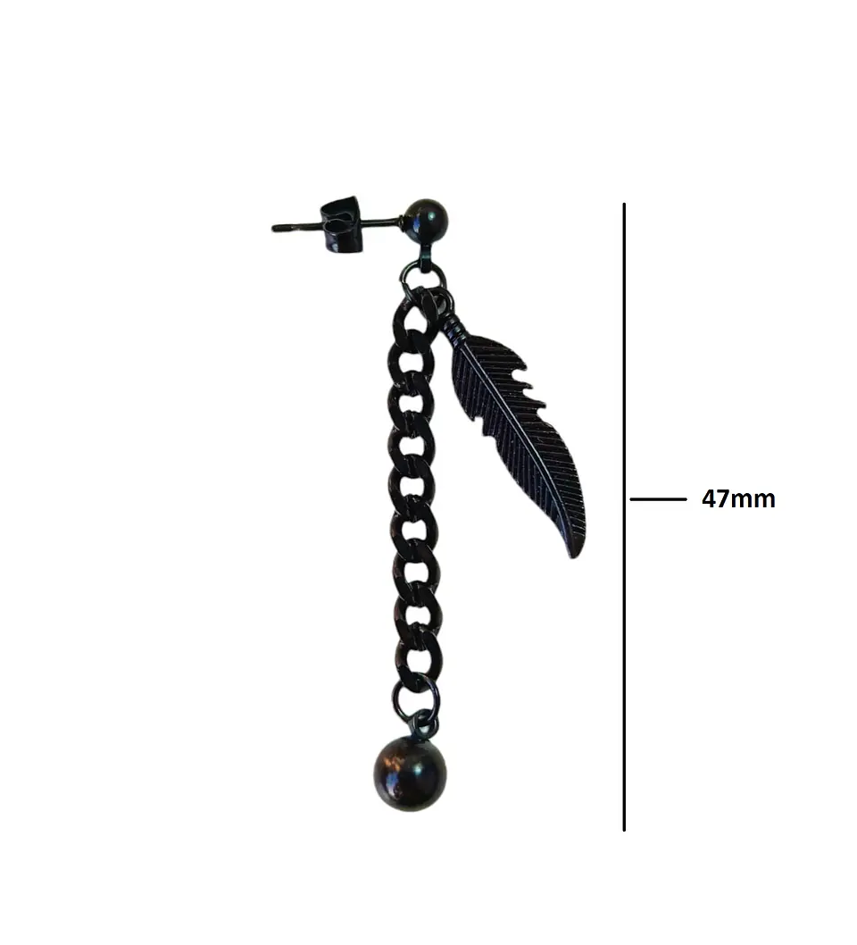 Pendiente Largo Kpop Pluma Eslabón Moda Cosplay Punk Unidad Negro 5