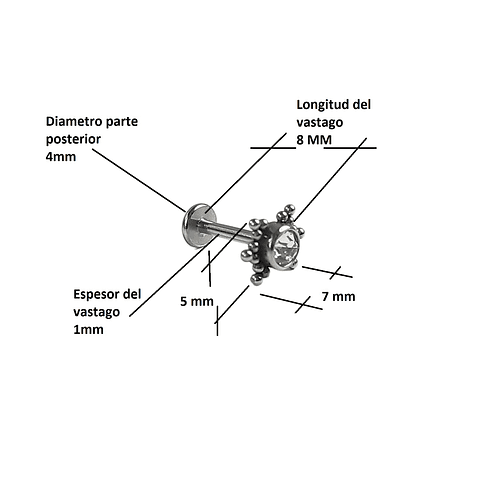 Piercing Oreja Tragus Conch Labret Modelo Spider Hipoalergénico Unidad