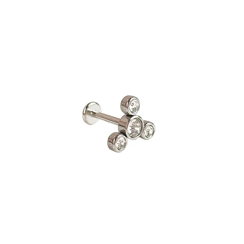 Piercing Oreja Tragus Conch Labret Modelo Triqueta de zirconio Hipoalergenico Unidad