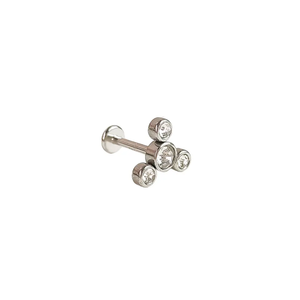 Piercing Oreja Tragus Conch Labret Modelo Triqueta de zirconio Hipoalergenico Unidad 1