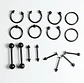 Pack 16 Piercing Negro Set Tragus Septum Industrial Nostril Helix - Miniatura 5