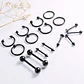 Pack 16 Piercing Negro Set Tragus Septum Industrial Nostril Helix - Miniatura 2