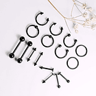 Pack 16 Piercing Negro Set Tragus Septum Industrial Nostril Helix 6