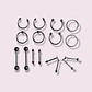 Pack 16 Piercing Negro Set Tragus Septum Industrial Nostril Helix - Miniatura 7