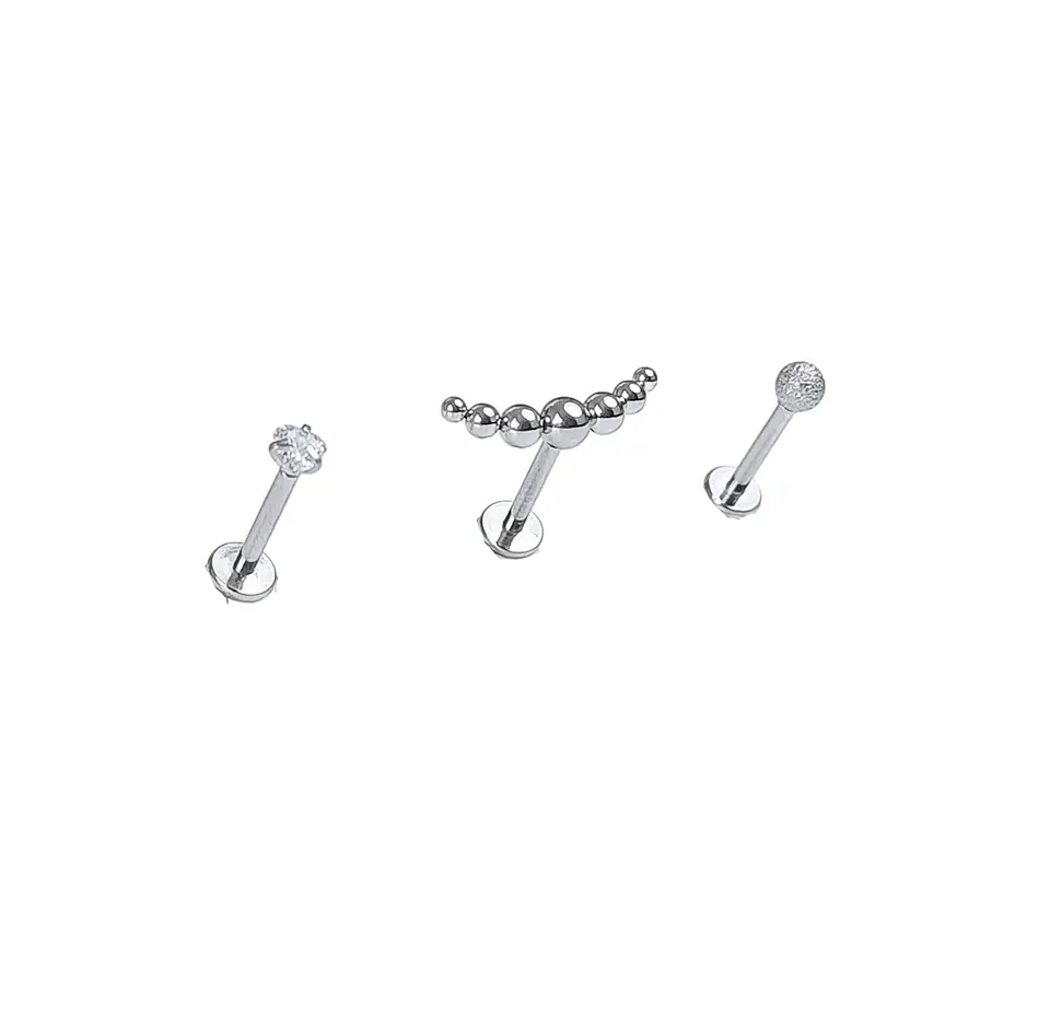 Set Piercing Modelo Nova Acero Quirúrgico Nostril Labret Punto Trepador 1