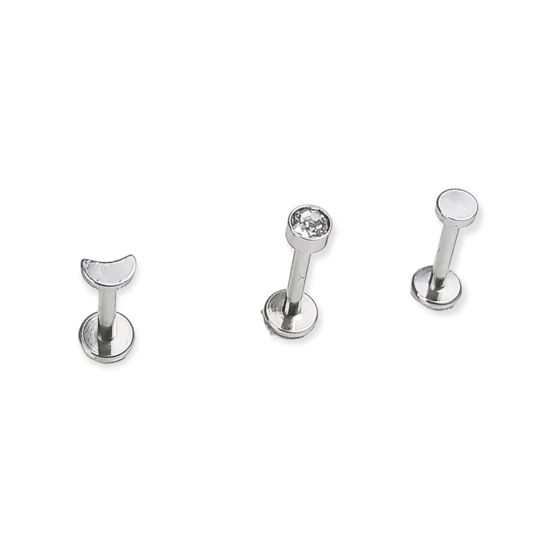 Set Piercing Modelo Fase Lunar Acero Quirúrgico Nostril Labret Luna Punto Luz 1