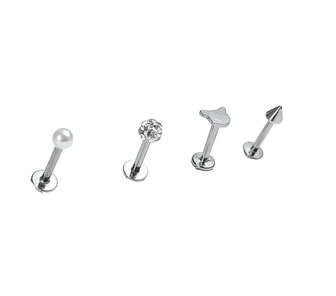 Set Piercing Modelo Kitty kpop Acero Quirúrgico Nostril Labret Cono Perla Pack