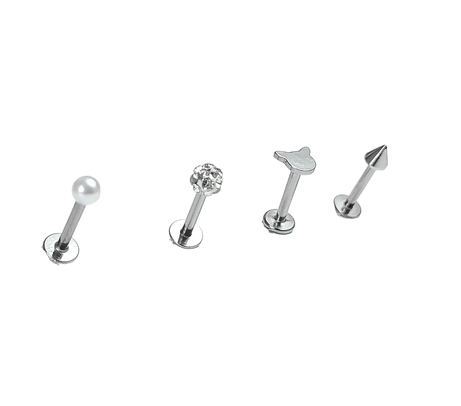 Set Piercing Modelo Kitty kpop Acero Quirúrgico Nostril Labret Cono Perla Pack 1