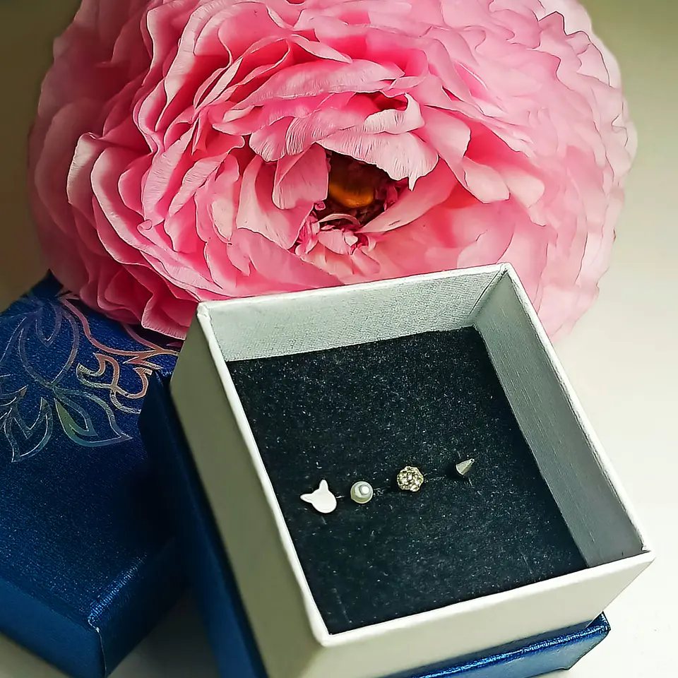 Set Piercing Modelo Kitty kpop Acero Quirúrgico Nostril Labret Cono Perla Pack 9