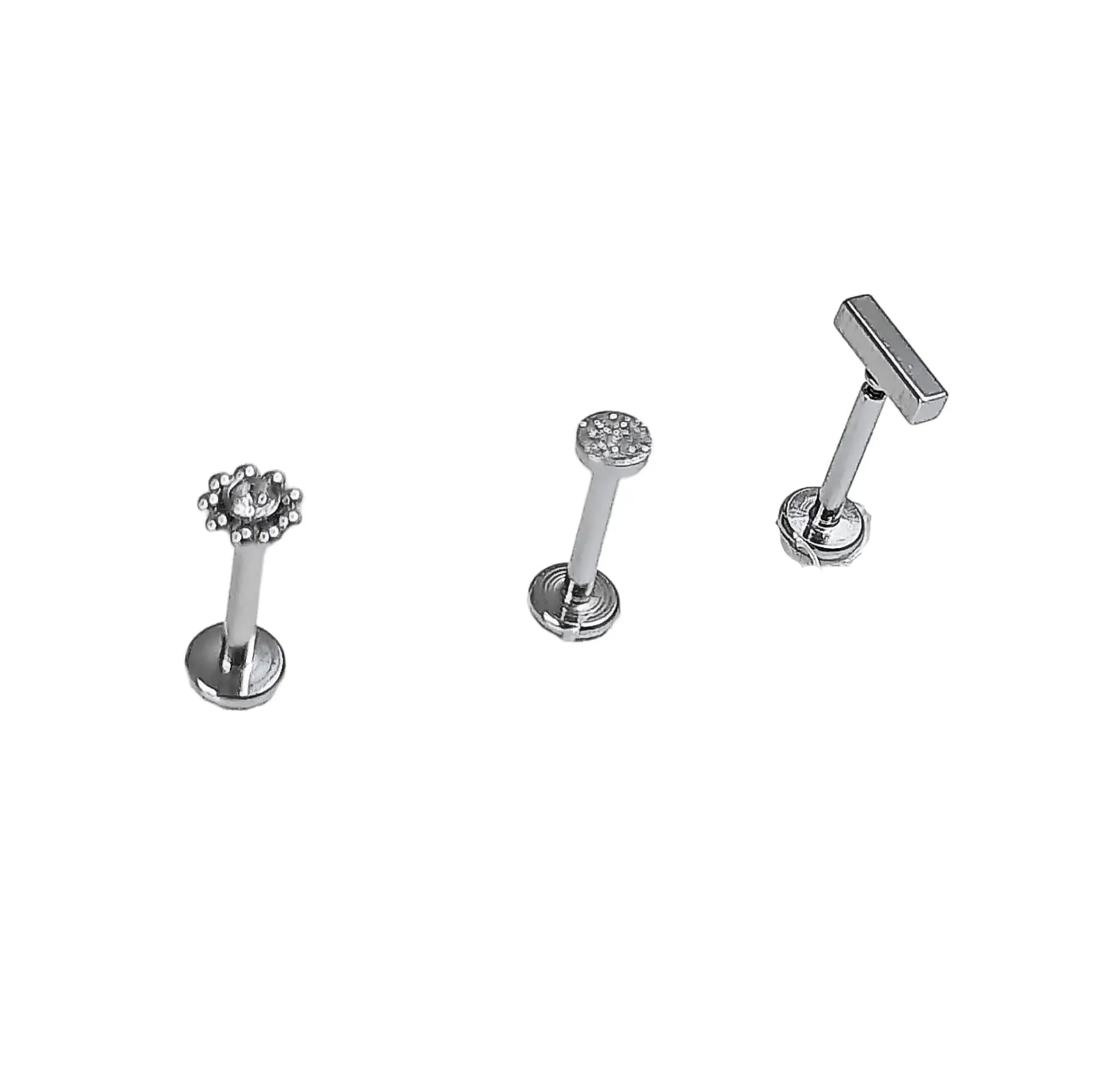 Set Piercing Modelo Geo Acero Quirúrgico Nostril Labret Punto De Luz 9