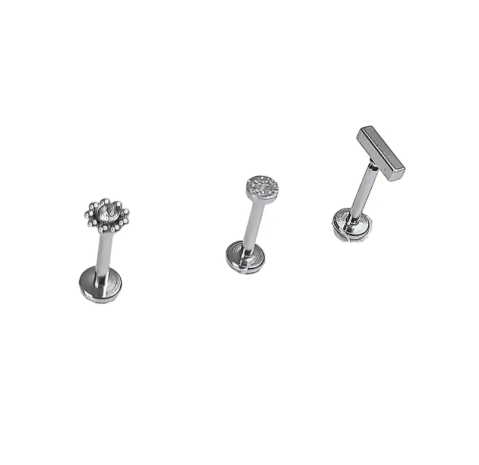 Set Piercing Modelo Geo Acero Quirúrgico Nostril Labret Punto De Luz 9