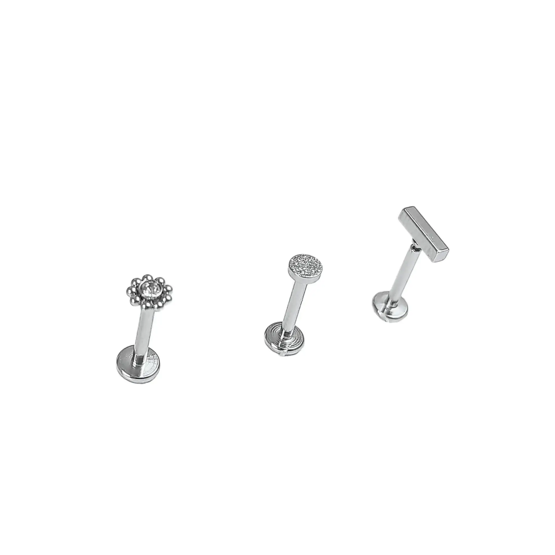 Set Piercing Modelo Geo Acero Quirúrgico Nostril Labret Punto De Luz 3