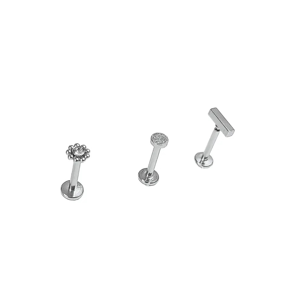 Set Piercing Modelo Geo Acero Quirúrgico Nostril Labret Punto De Luz 3