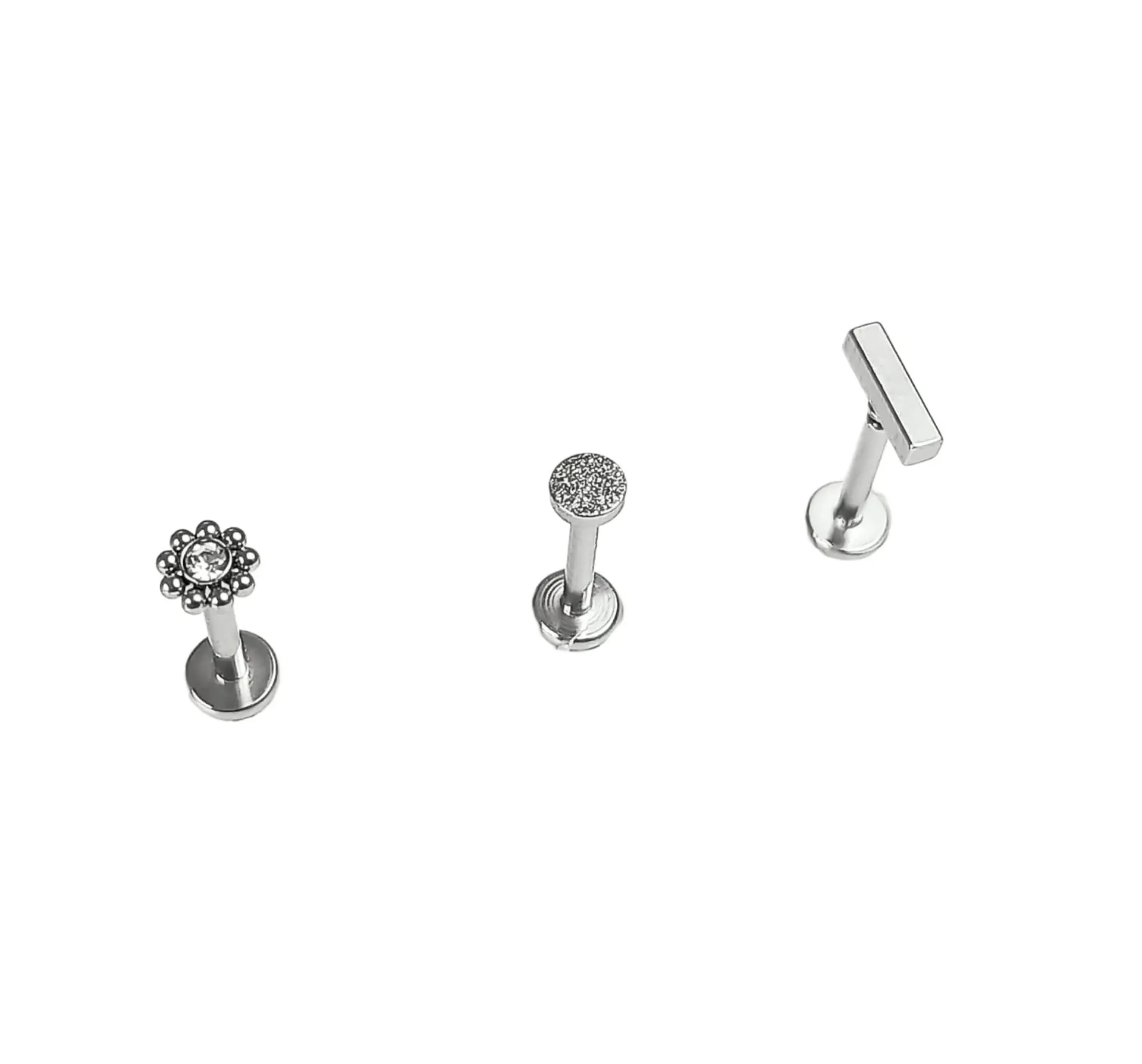 Set Piercing Modelo Geo Acero Quirúrgico Nostril Labret Punto De Luz 1