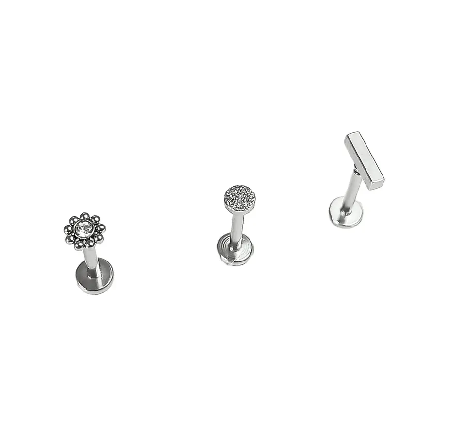 Set Piercing Modelo Geo Acero Quirúrgico Nostril Labret Punto De Luz 1