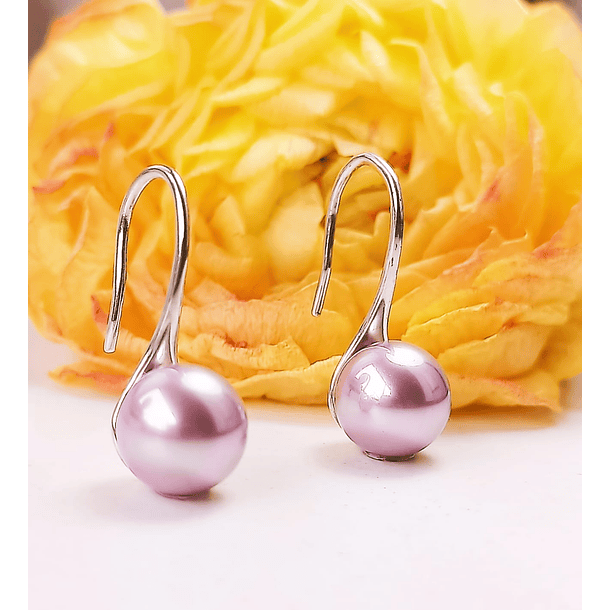 Aros aretes perlas de agua dulce colores plata 925 elegante bellos 5