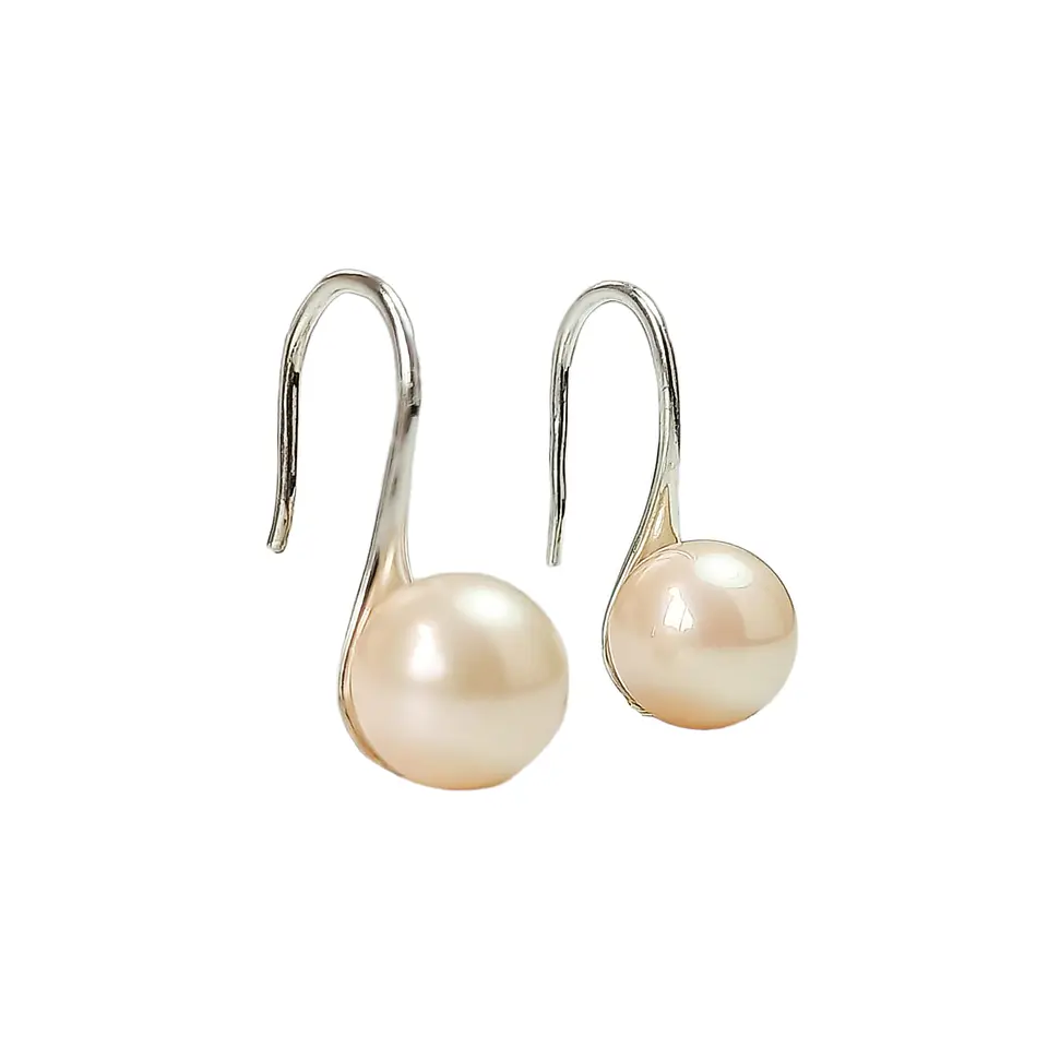Aros aretes perlas de agua dulce colores plata 925 elegante bellos 1