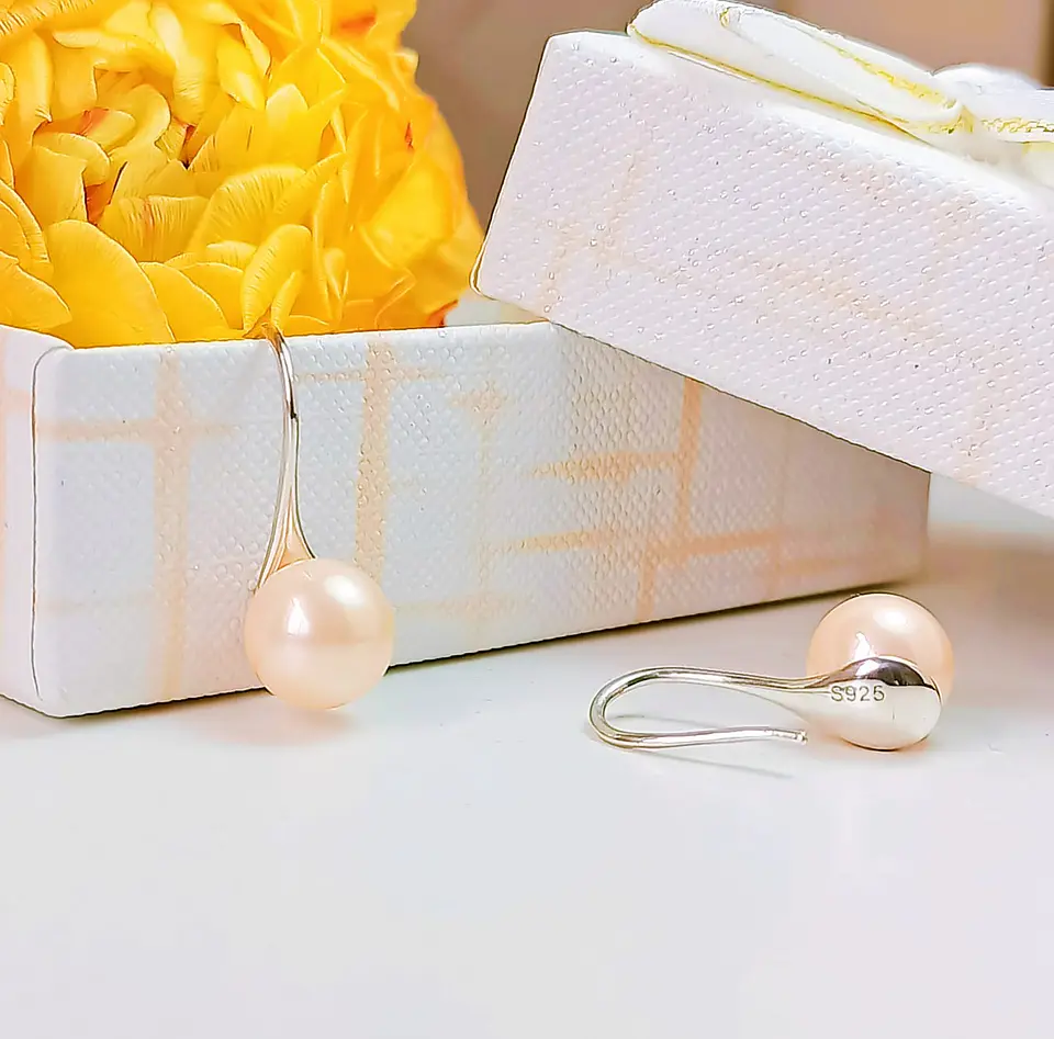 Aros aretes perlas de agua dulce colores plata 925 elegante bellos 2