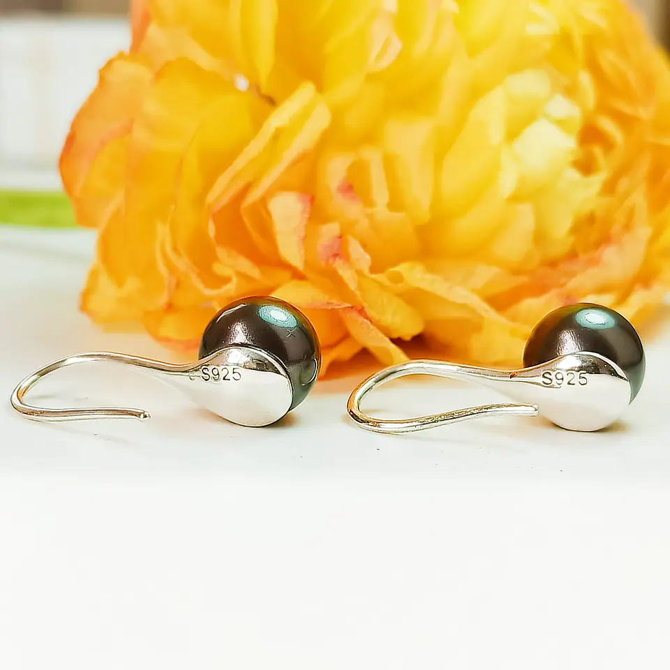 Aros aretes perlas de agua dulce colores plata 925 elegante bellos 8