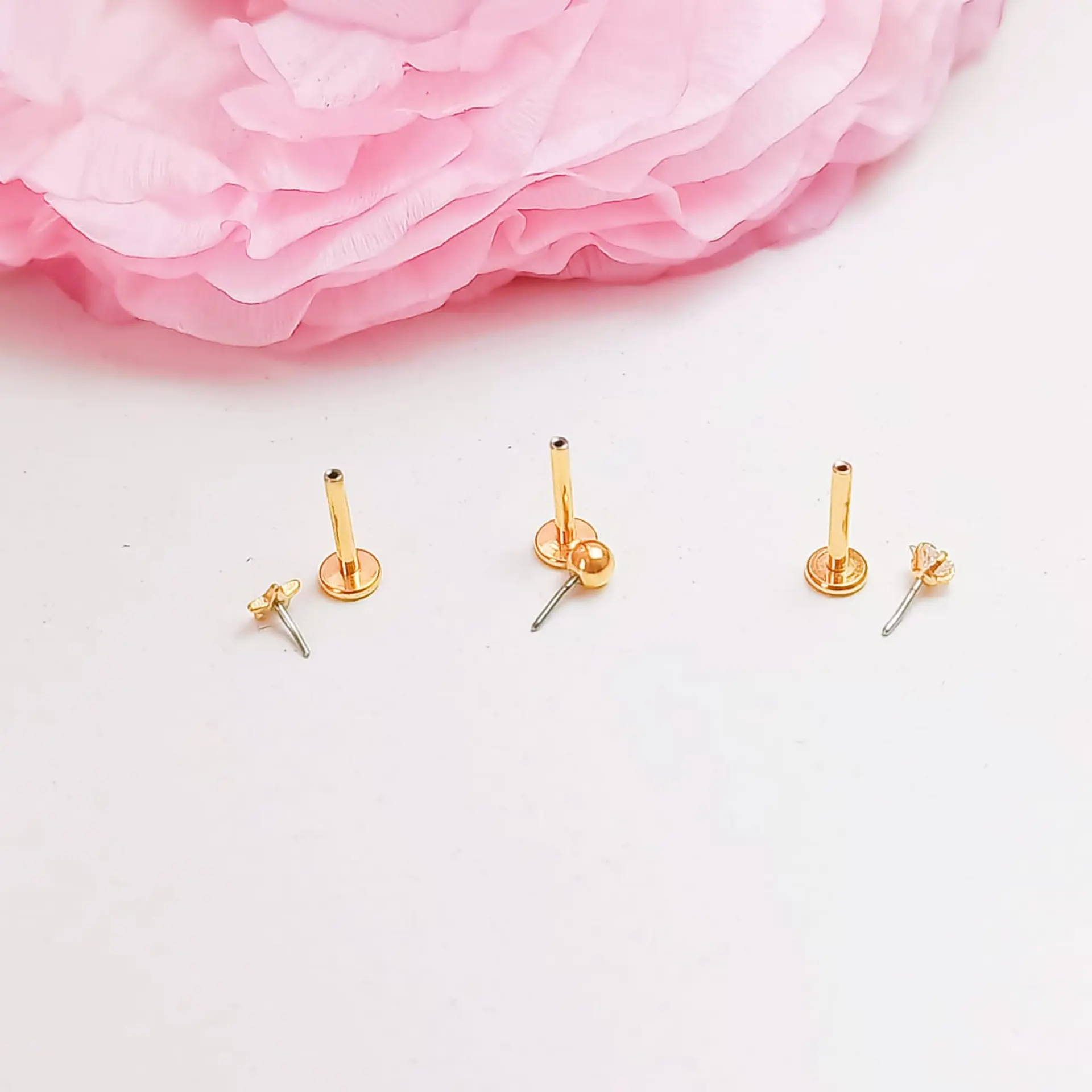 Set Piercing Chapado En Oro 18k Nostril Labret Set Estrella 4
