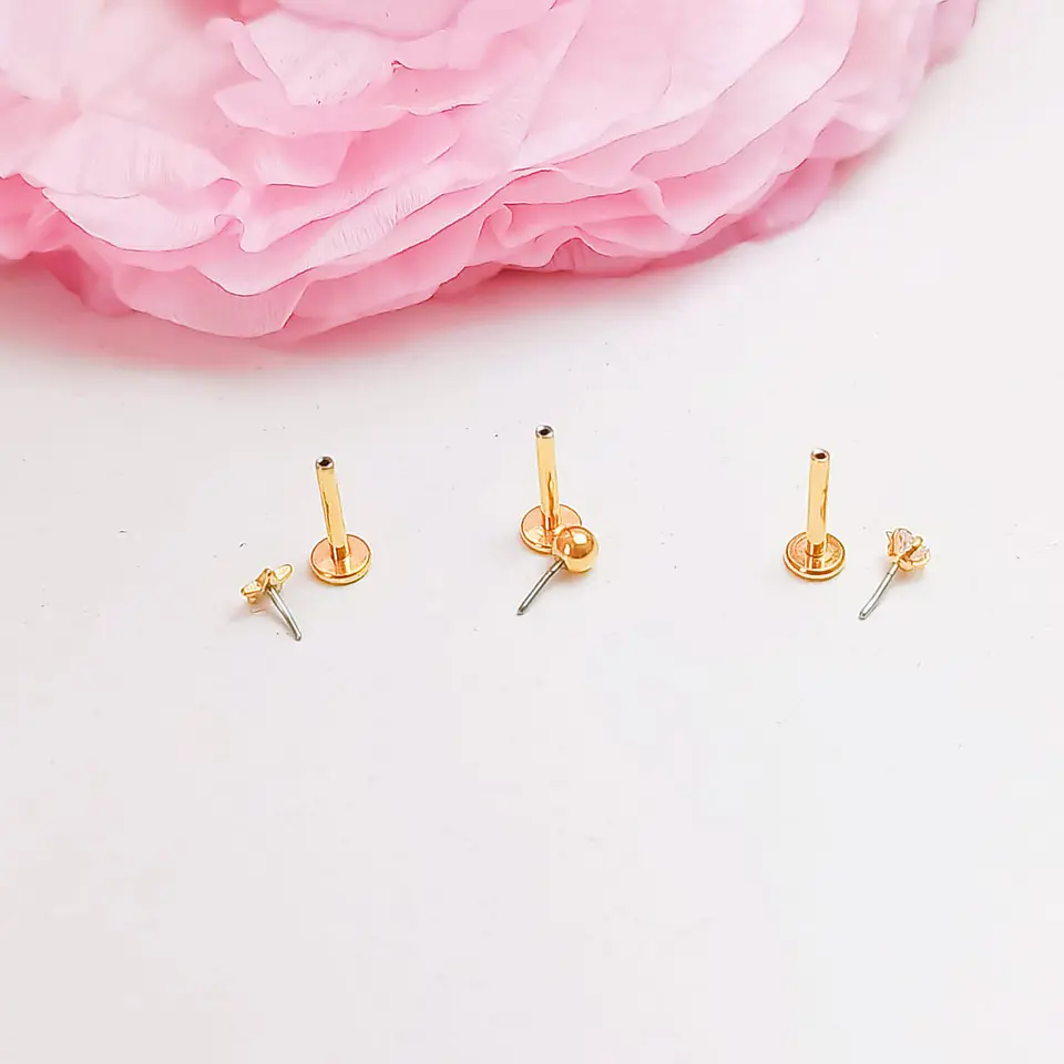 Set Piercing Chapado En Oro 18k Nostril Labret Set Estrella 4