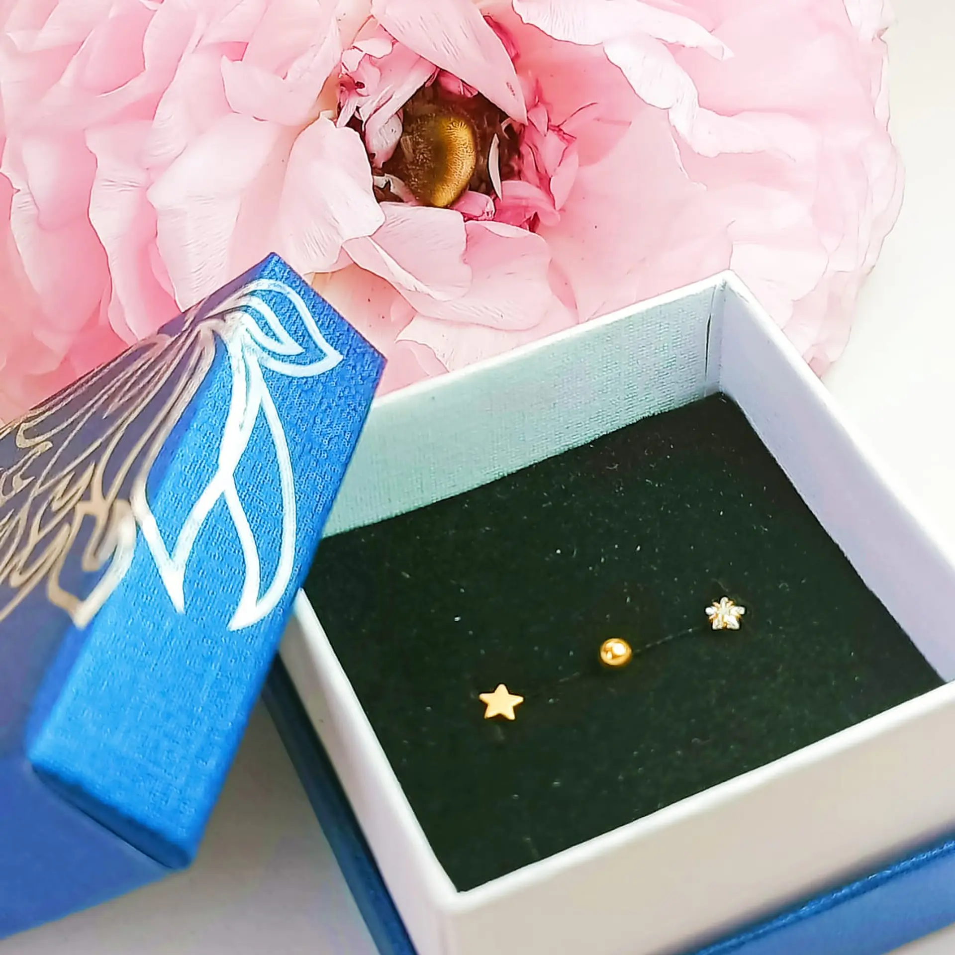 Set Piercing Chapado En Oro 18k Nostril Labret Set Estrella 5
