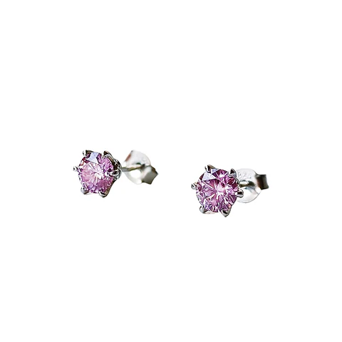 Pendientes Punto de Luz con Moissanita Rosa 5MM